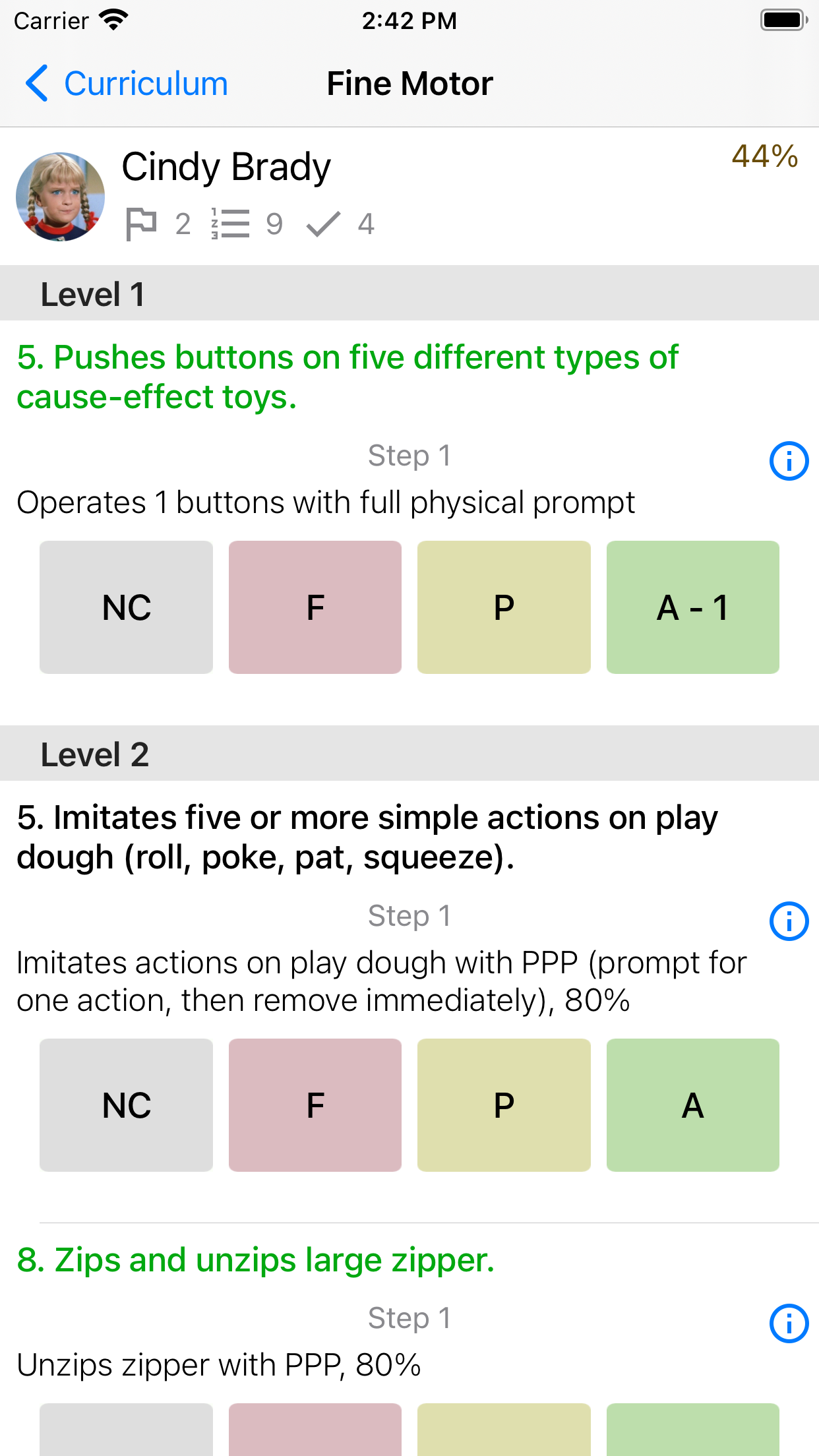 iOS Assessment screen